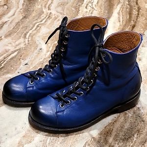 John Fluevog sz 9 women's Simple Living: Ricard Blue Leather Boots